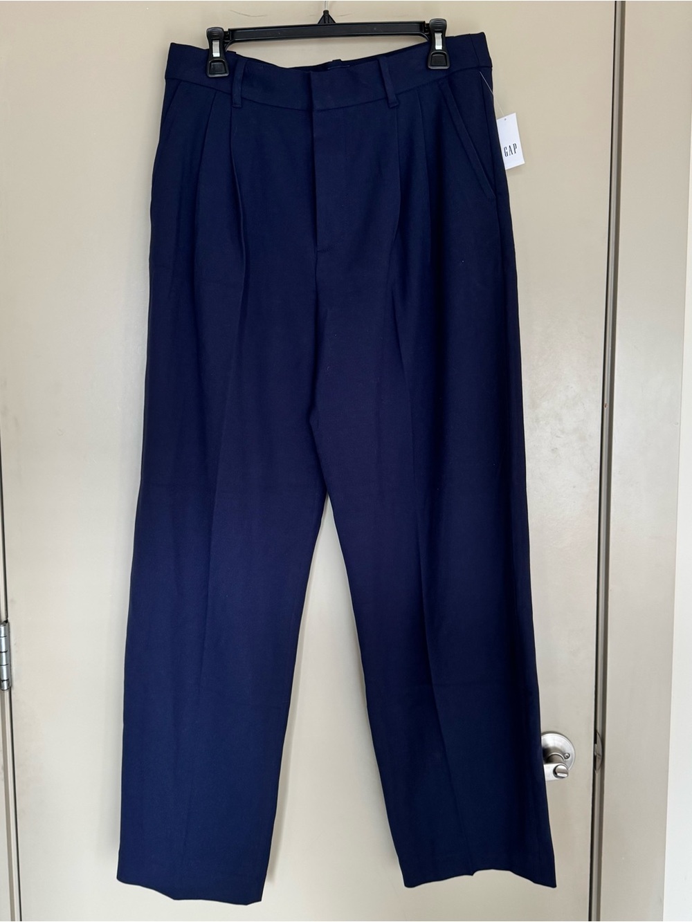 GAP High Rise Brushed Twill Taper Ankle Trousers- Navy Blue